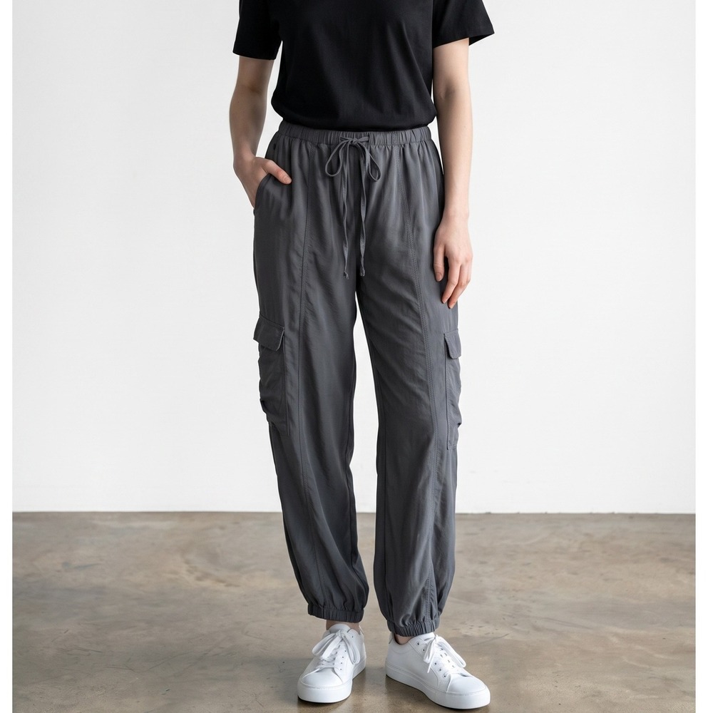 By Anthropologie Cargo parachute pants Charcoal Gray Women's Size Large